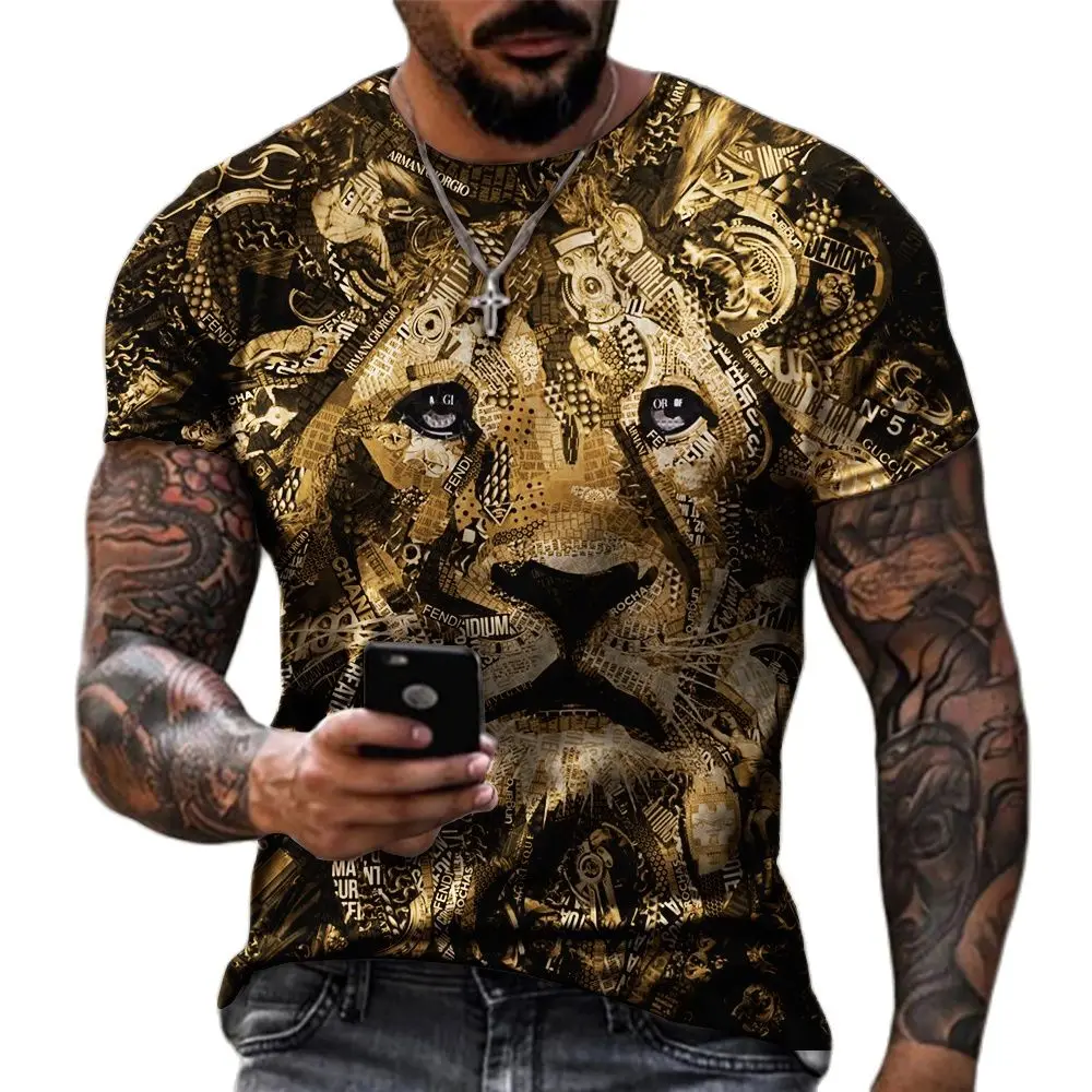 

fashion tiger animal men's 3d t shirt summer street style o-neck short sleeve harajuku men's t-shirts oversize tops