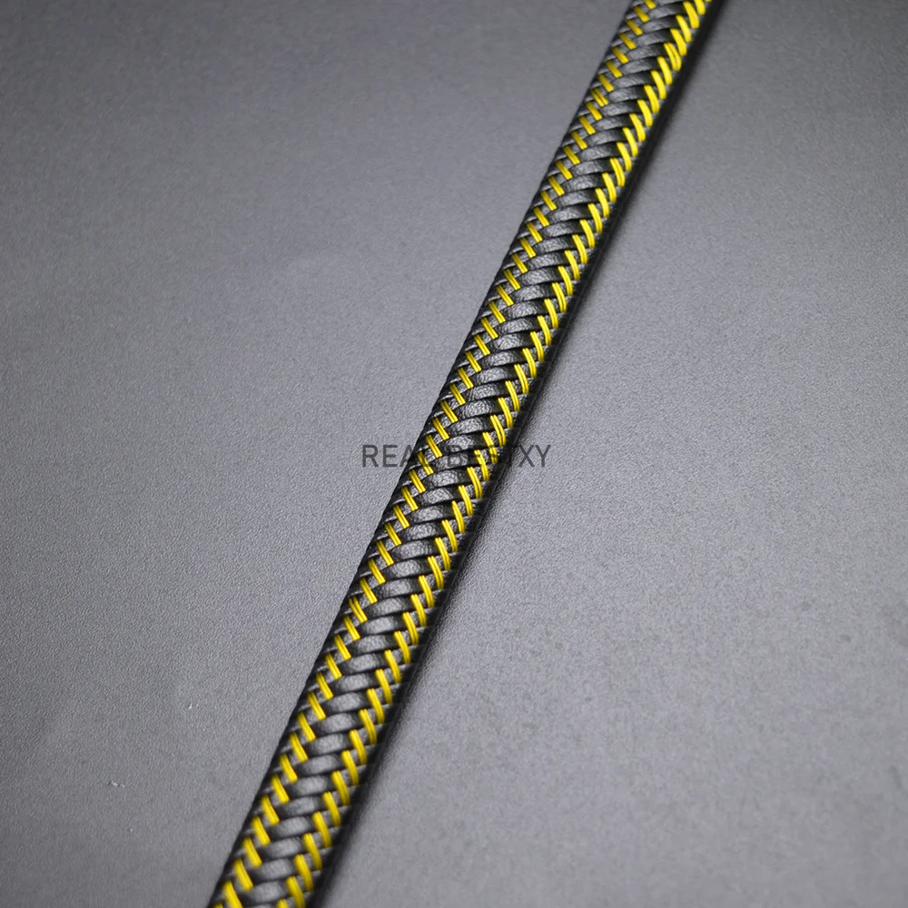 1m 12mmx6mm Braided Leather Cord with Yellow Steel Thread Top Quality Wide Flat Strings Straps for Jewelry Bracelets - купить по