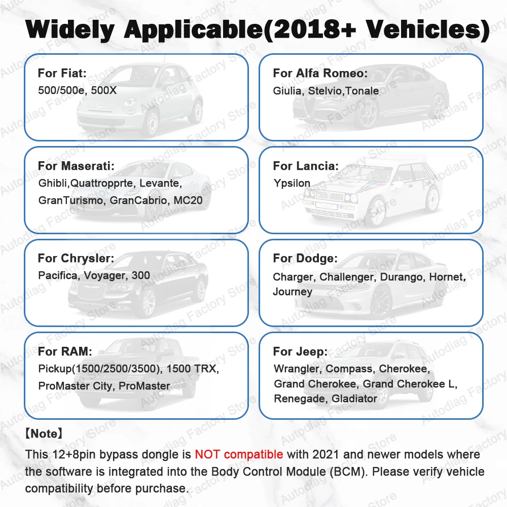 Фото Адаптер байпасного ключа для FCA SGW, 12-контактный 8-контактный адаптер байпасного шлюза для Chrysler/Dodge/Jeep/RAM/FIAT/MASERATI SGM №3