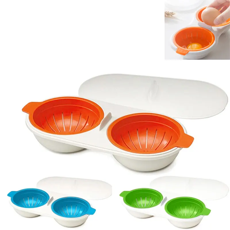 

Microwave Egg Poacher Silicone Drain Egg Boiler Double Cup Egg Boiler Non Stick Egg Cooker Poached Egg Steamer Steamed Egg Set