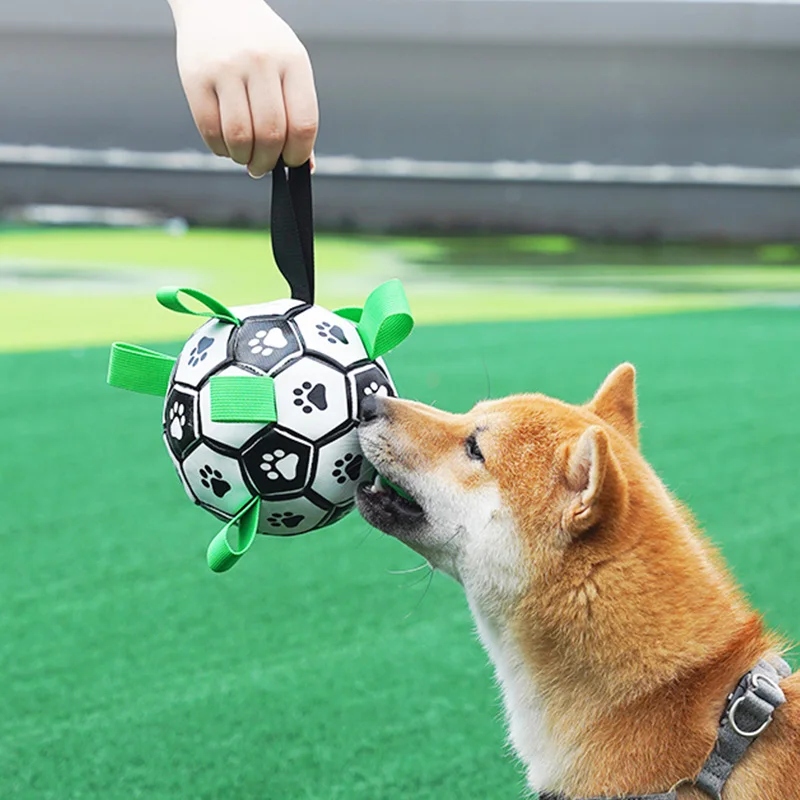 

Dog Football Toys Interactive Pet Toys Dog Outdoor training Soccer Pet Bite Chew Balls with Grab Tabs for Dog accessories