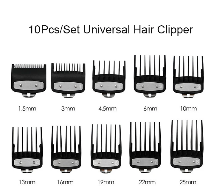 

10Pcs/Set Universal Hair Clipper 1.5/3/4.5/6/10/13/16/19/22/25mm Limit Combs Electric Clipper Positioning Comb Replacement Tools