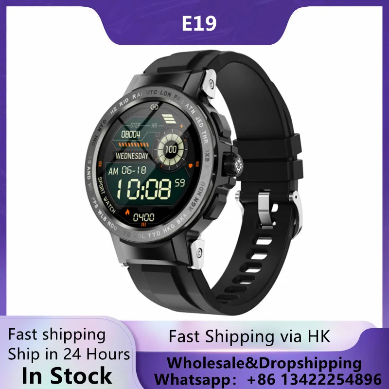 

E19 Smart Watch for Men 1.28inch IPS Screen Incoming Call GPS Track Heart Rate Sleep Monitor Sports Smartwatch for Andorid IOS