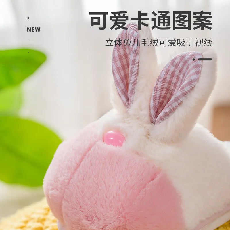 Children Slippers Winter 2023 New Home Non-slip Warmth Girl Rabbit Cotton Slippers Cute Fur Fashion Indoor Leisure Sweet Hot enlarge