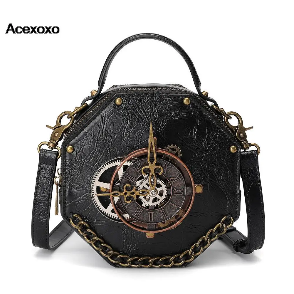 

2023 The new European and American punk industrial retro style women's single shoulder crossbody bag niche hand bag