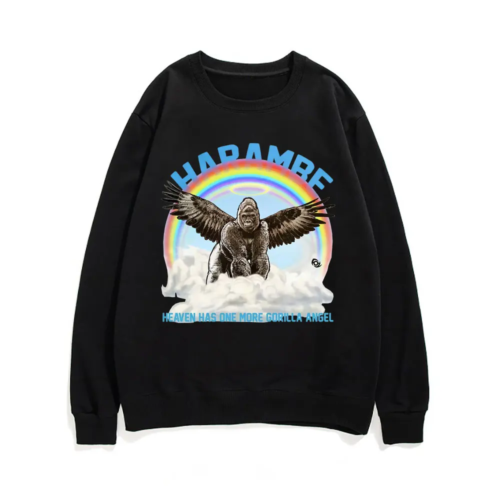 

Haeamre Heaven Has One More Gorilla Angel Sweatshirt Rainbow Clouds Sweatshirts Regular Man Pullovers Men Women Vintage Pullover