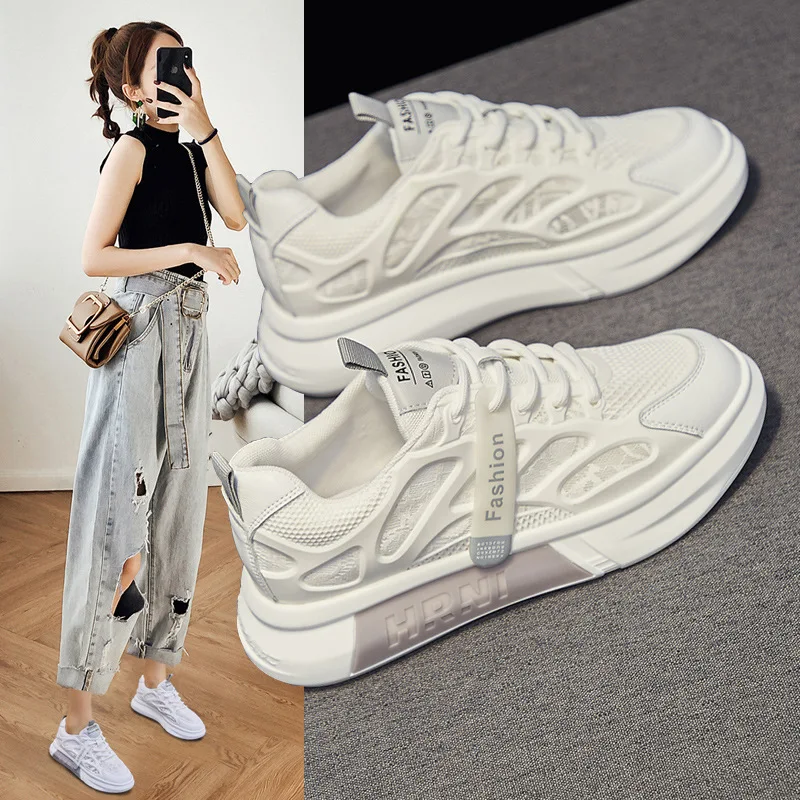 Mesh Small White Shoes Women's Shoes 2022 Summer New All-match Cutout Breathable Mesh Sneakers Thin Net Shoes Women's Fashion