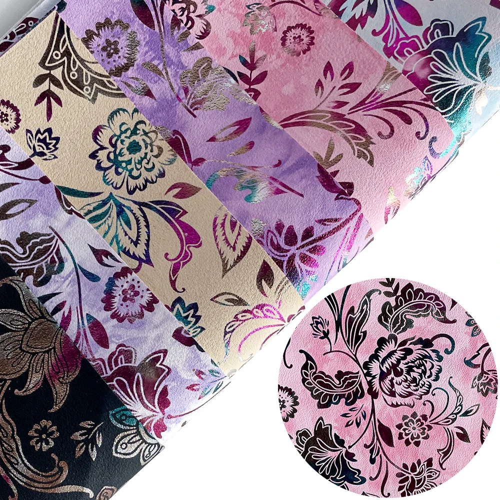 6 Упаковок Листов Из Искусственной Кожи Формата А4 С Цветочным Узором Для