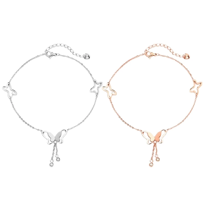 Женский браслет на ногу с бабочкой из серебра 925 пробы 1 шт. |