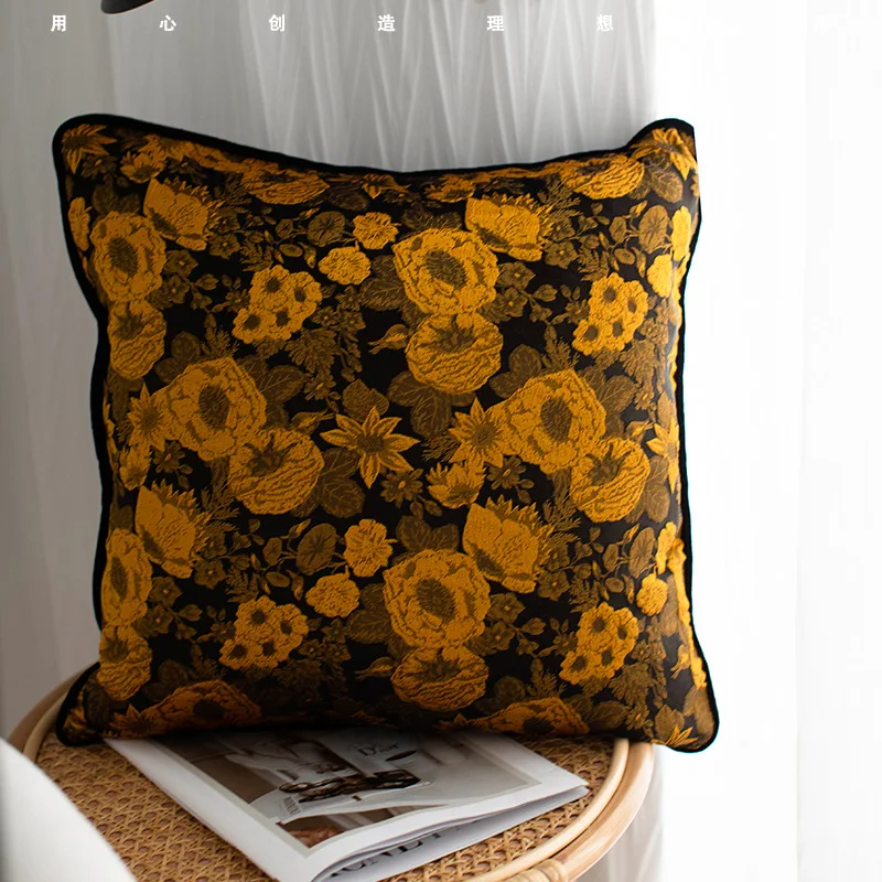 

Croker Horse 18x18 Inches Throw Pillow Cushion Cover - High Quality Gold Sunflower 3d Jacquard Couch Pillow Case Without Core