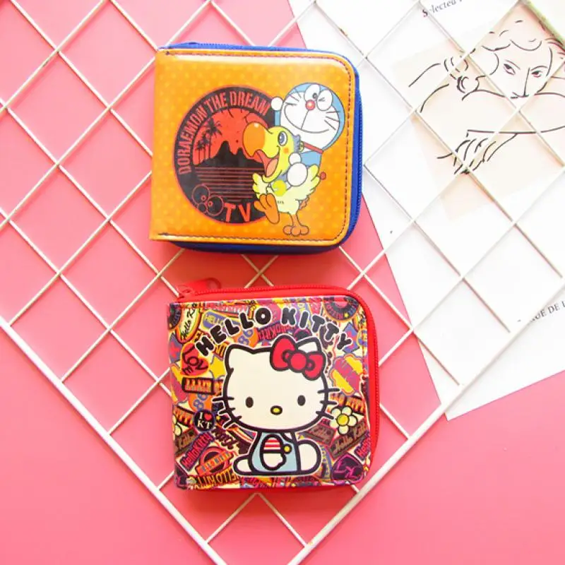 Kawaii Sanrio классический складной кошелек на молнии с рисунком из мультфильма Hello Kitty