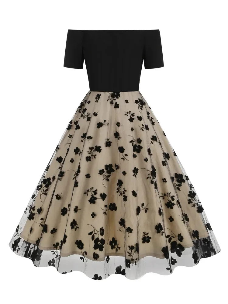 Новинка 202 Хепберн сетчатое винтажное платье миди с вышивкой бабочкой и