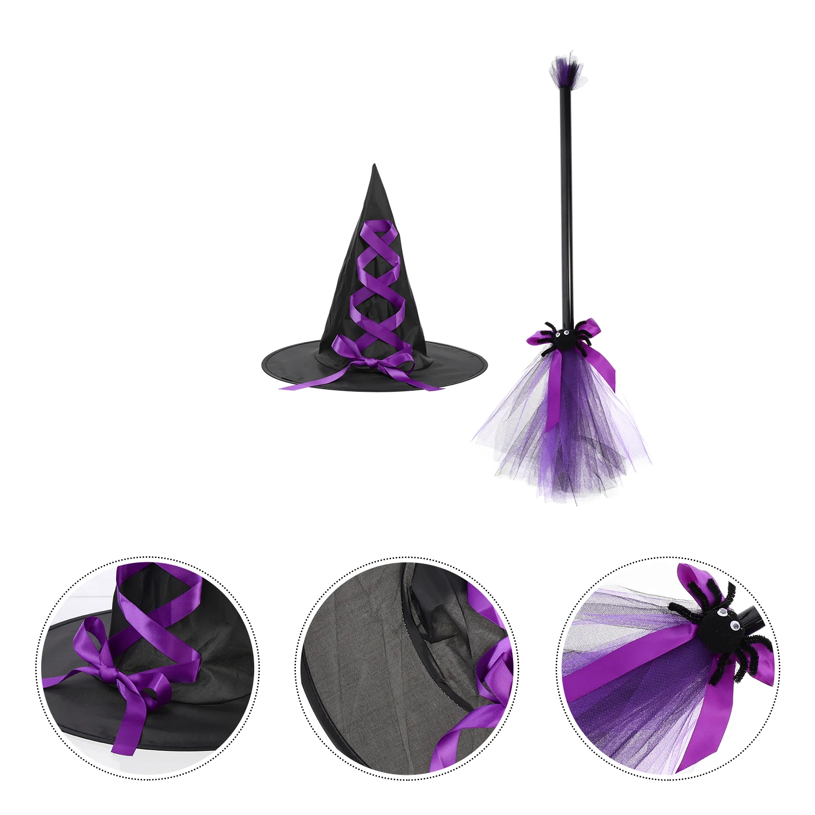 

Witchbroom Hat Broomstick Costume Kids Wizard Cosplay Accessories Witches Hats Props Headbandflying Set Caps Decoration Party