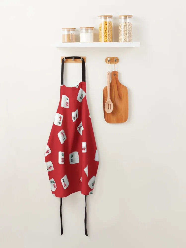 Маджонг игра кубики на красном фоне фартук Женская кухонная утварь