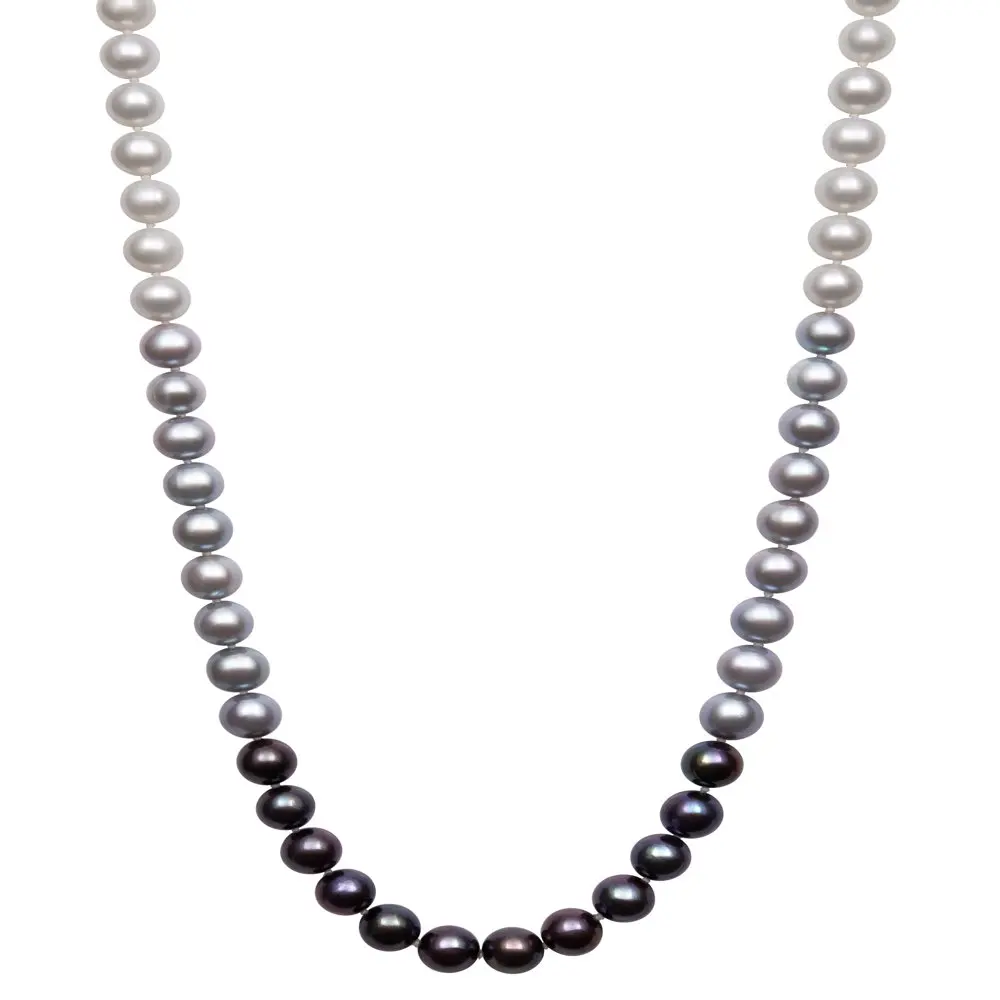 

NEW White Gray and Black Cultured Freshwater Pearl Sterling Silver Necklace 18"