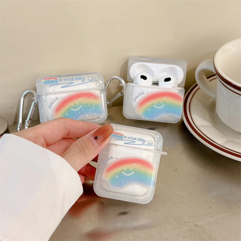 

Чехол для наушников AirPods 2, 3, 2021, с радужной расцветкой
