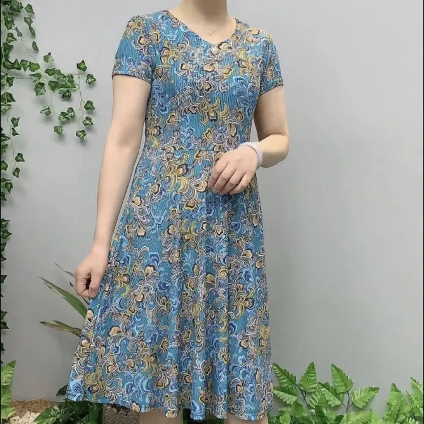 Новая летняя одежда для мам эластичное платье из ледяного шелка с боковыми