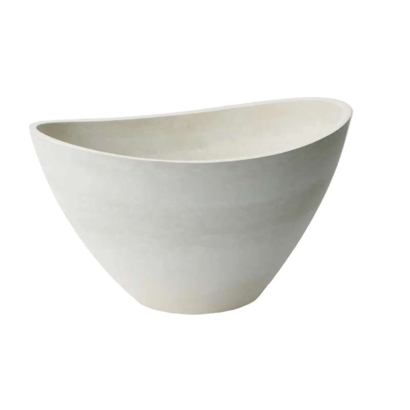 

Algreen Valencia Planter, Wave Bowl 20-In. L by 14-In W by 11-In. H, Whitestone pots for plants planters for indoor plants