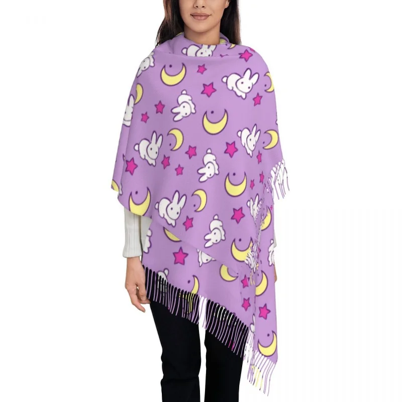 

Customized Print Bunnies And Moons Scarf Women Men Winter Warm Scarves Japanese Anime Kawaii Shawls Wraps