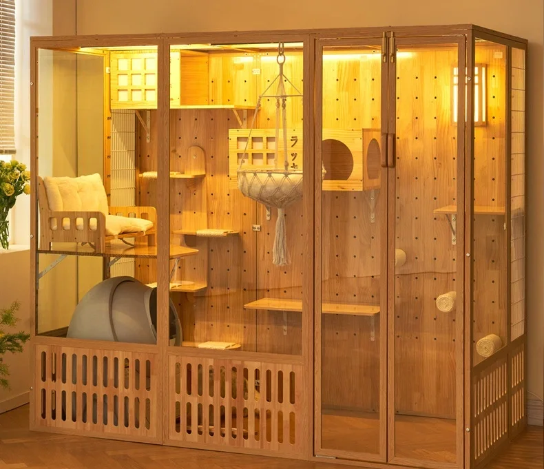 Новое поступление роскошная вилла для кошачьего домика со светодиодной