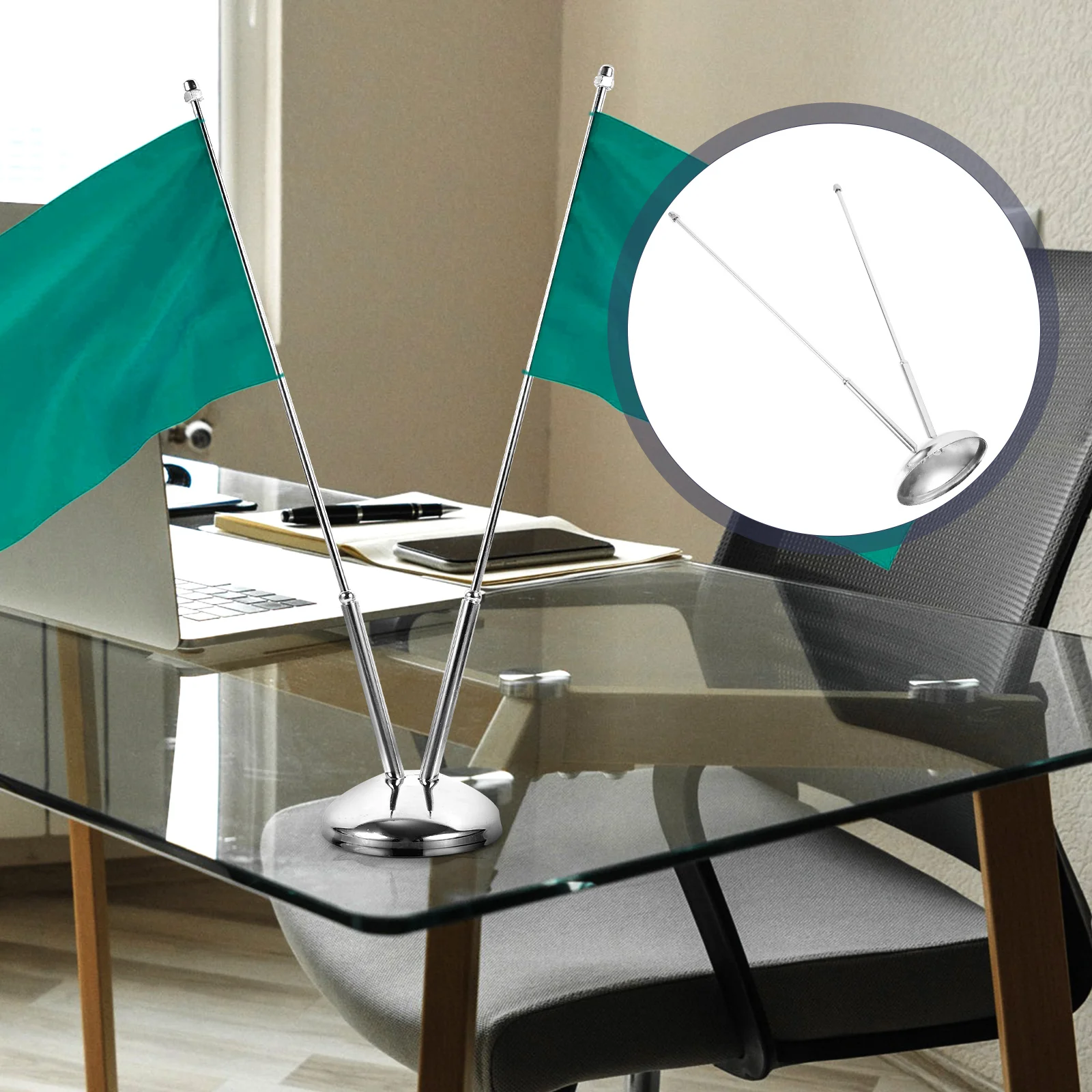 

Table Flag Pole Practical Flagpole Holder Retainer Car Sturdy Metal Desk Stand Home Office Desktop