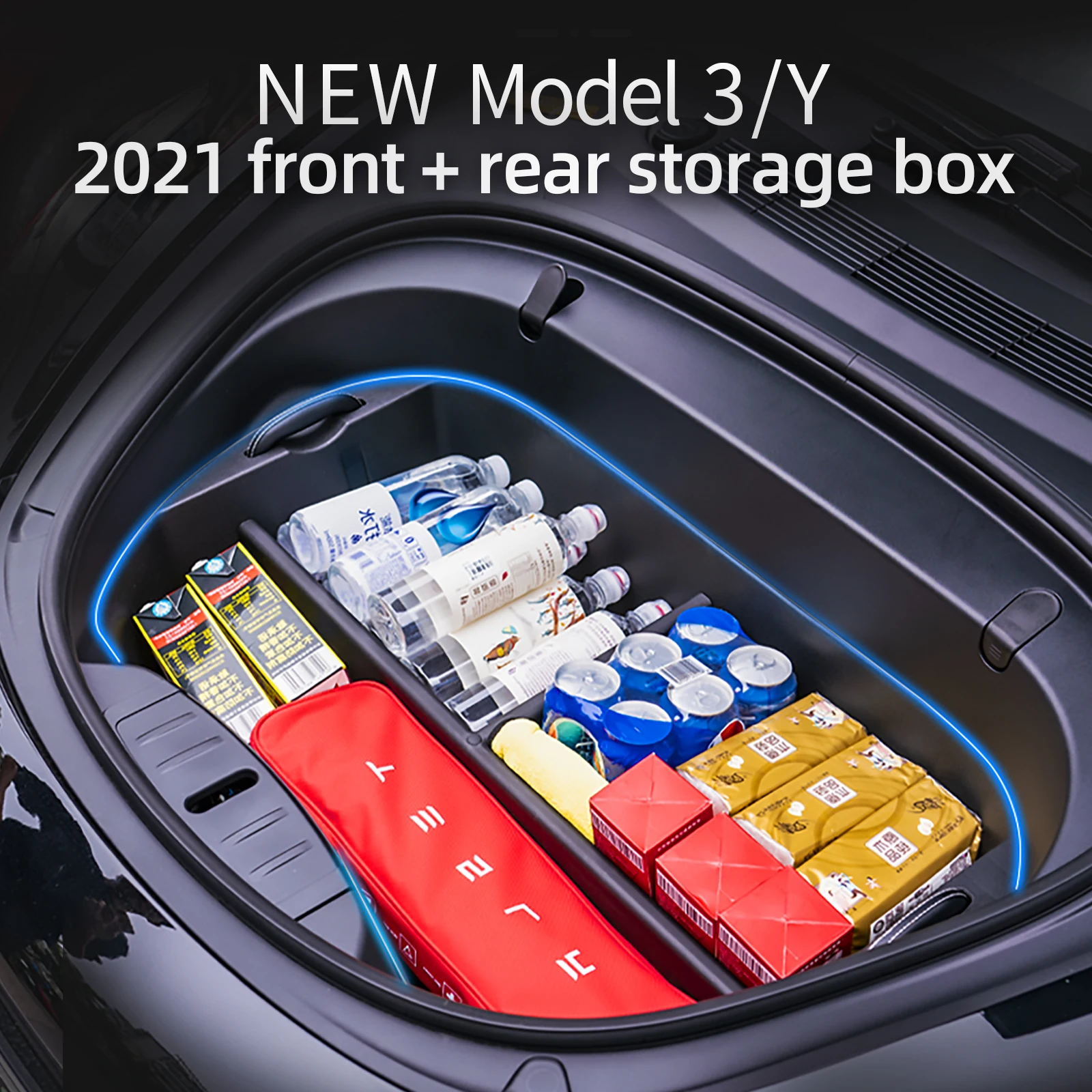 

Front Trunk Storage Box For Tesla Model 3/Y Car Dustproof Pad Accessories Waterproof Storage Box Tray Storage Car Organizer