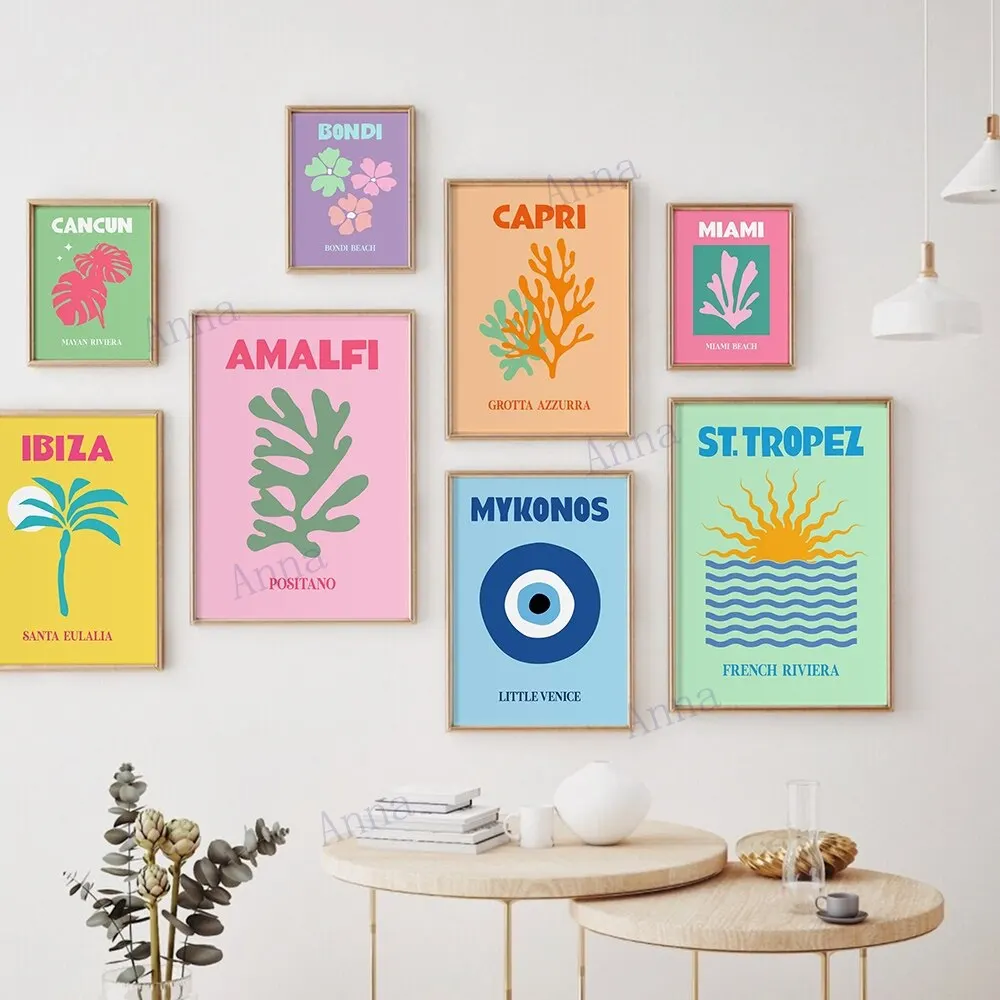 Красочные Ibiza Miami Bondi Capri Художественные Настенные Скандинавские Принты На Холсте