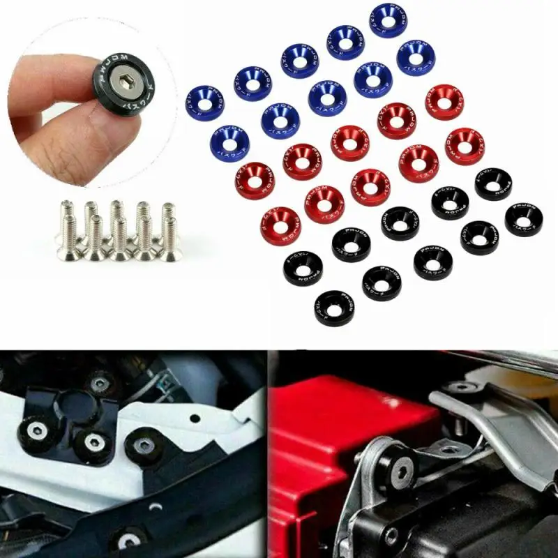 

Алюминиевые шайбы для крыльев и болты, шайба для рамки номерного знака, 10 шт./упаковка, автостайлинг M6, универсальная модификация