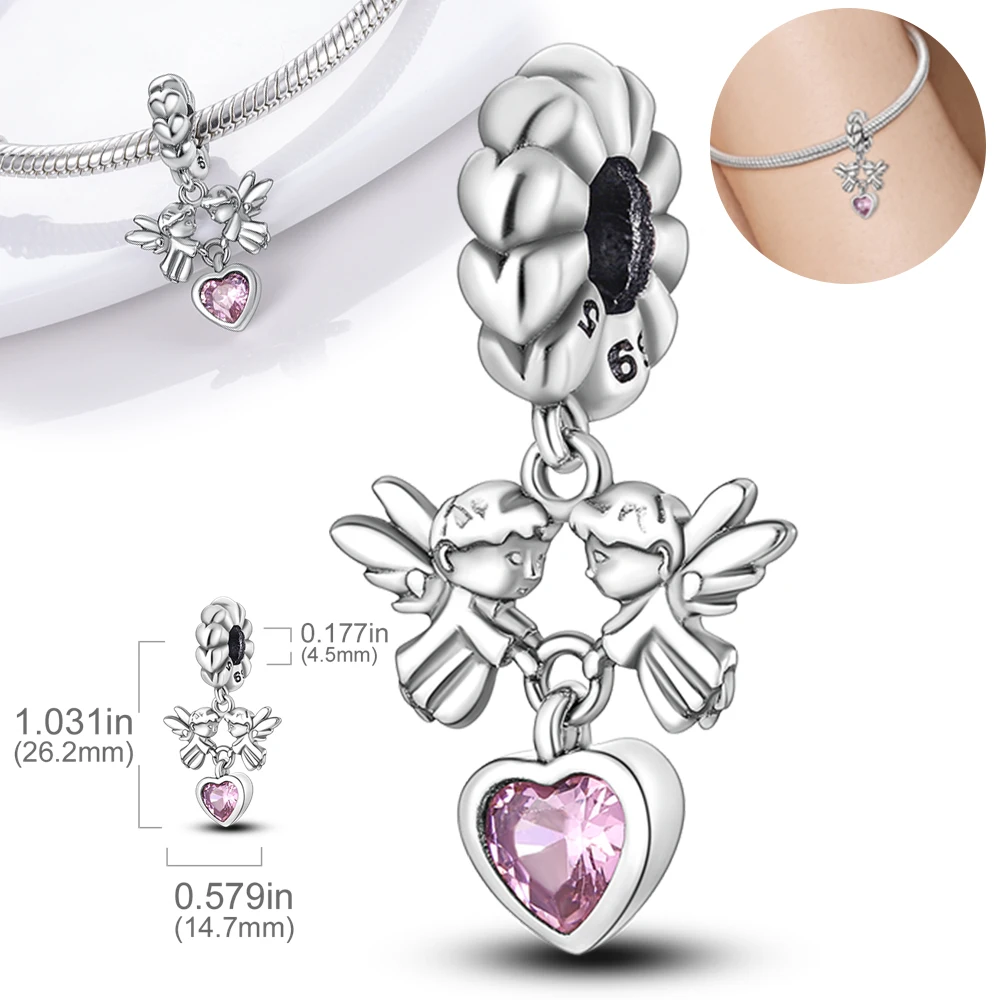 

Бусины в форме сердца бесконечности, серебро 925 пробы