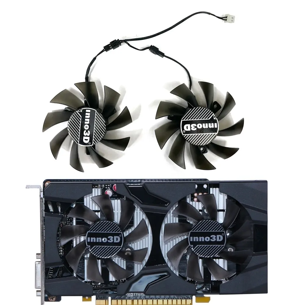 Вентилятор Охлаждения видеокарты 75 мм T128015SL CF8015L12S 0.19AMP 2Pin для Inno3D GeForce GTX 1050 GTX 1050Ti