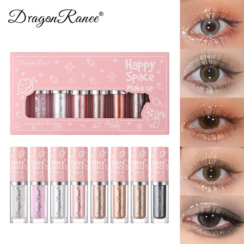 

8 Color Liquid Eye Shadow Set Glittering Highlight Sequins Eyeshadow Liquid Brightening Makeup Pearlescent Eyeshadow Set Makeup