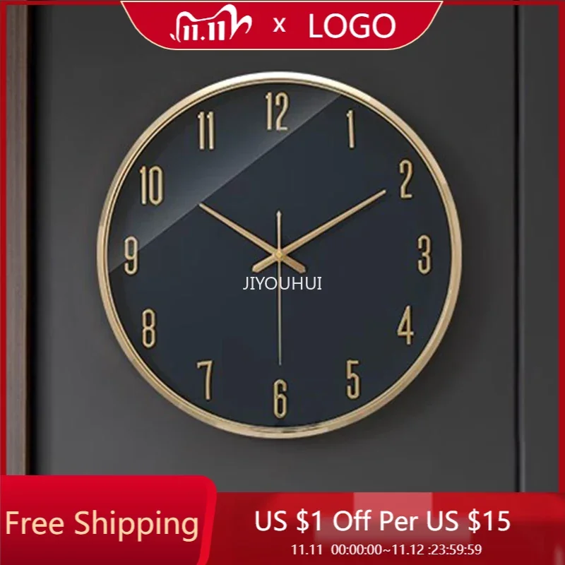 

Metal Modern Wall Clocks Living Room Digital Vintage Gold Round Wall Clock Fashion Creative Reloj Digital Pared Household Goods