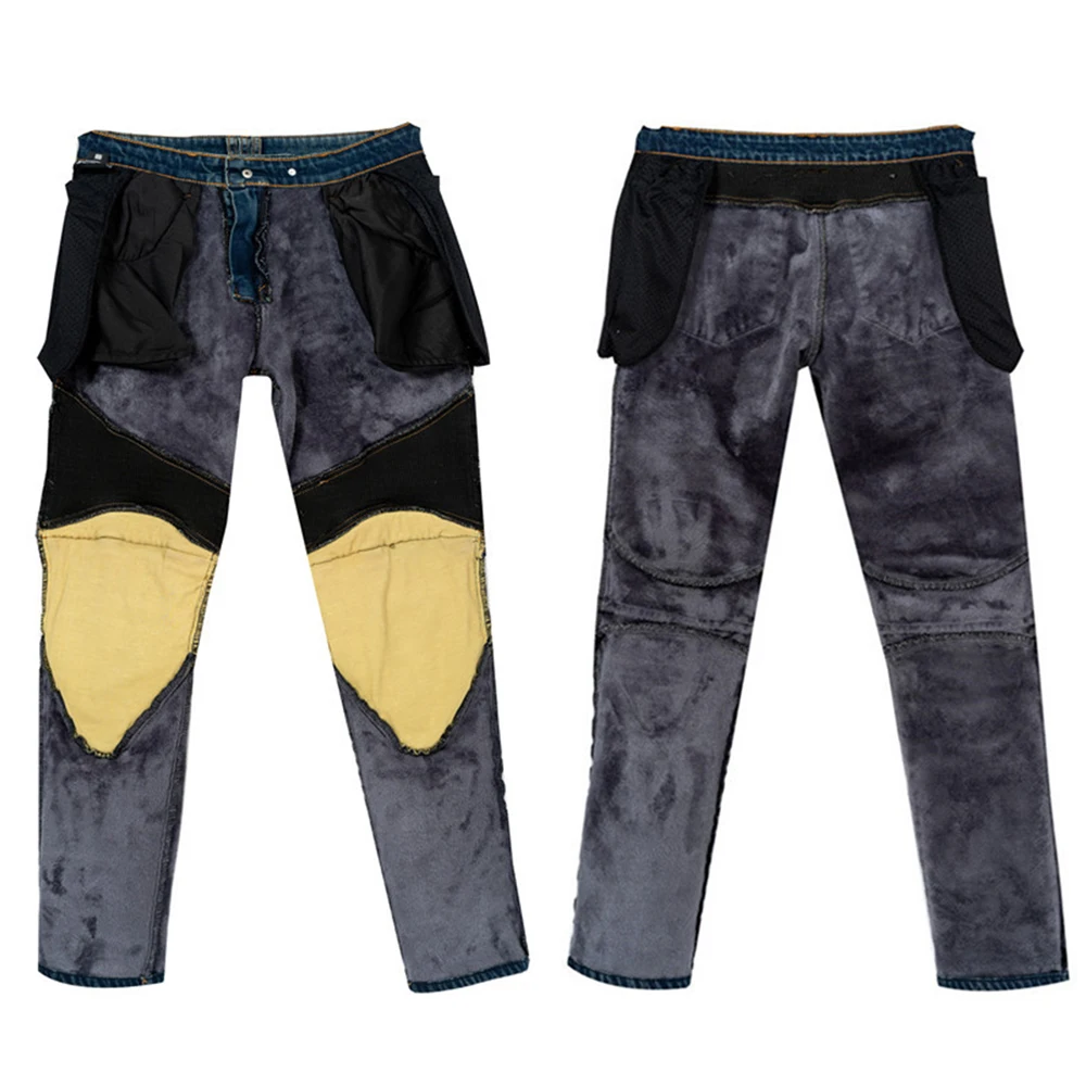 LOMENG Motorcycle Pants Winter Motorcycle Riding Jeans Kevlr Wear Plus Velvet Men's Pants Trousers With  Protection LM01