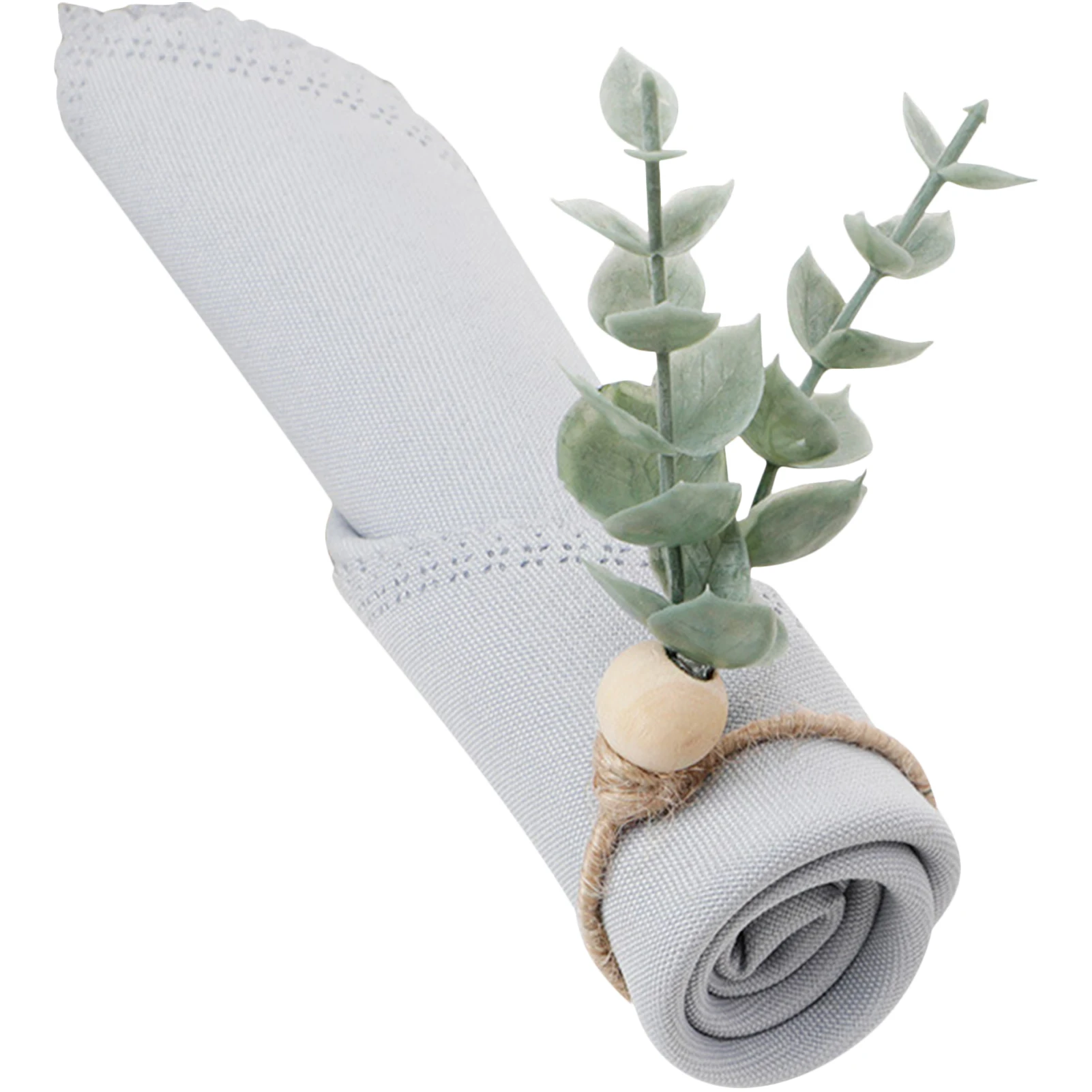 

Eucalyptus Leaf Napkin Ring 4pcs Greenery Serviette Rings Napkin Holder Handmade Wooden Beads Rustic Farmhouse Napkin Ring For