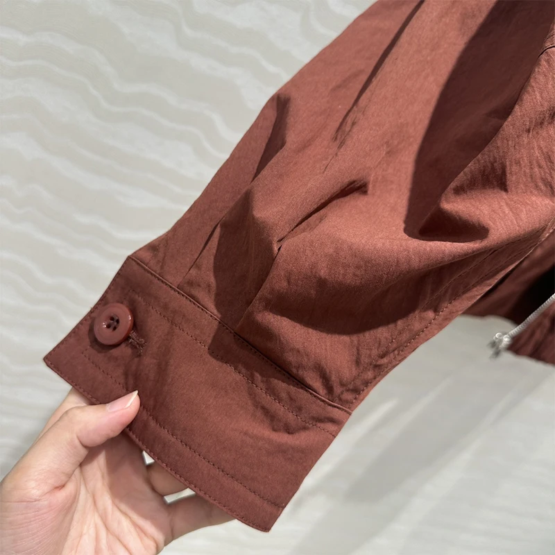 Lema * i 2024 AW повседневные винтажные куртки с силуэтом женские коричневые лоскутные