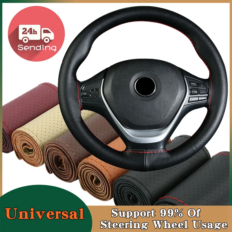 

Ручной пошив рулевого колеса Крышка мягкой микрофибры кожа 37/38CM Автомобиль с иглой и ниткой Аксессуары интерьера Авто Интерьер