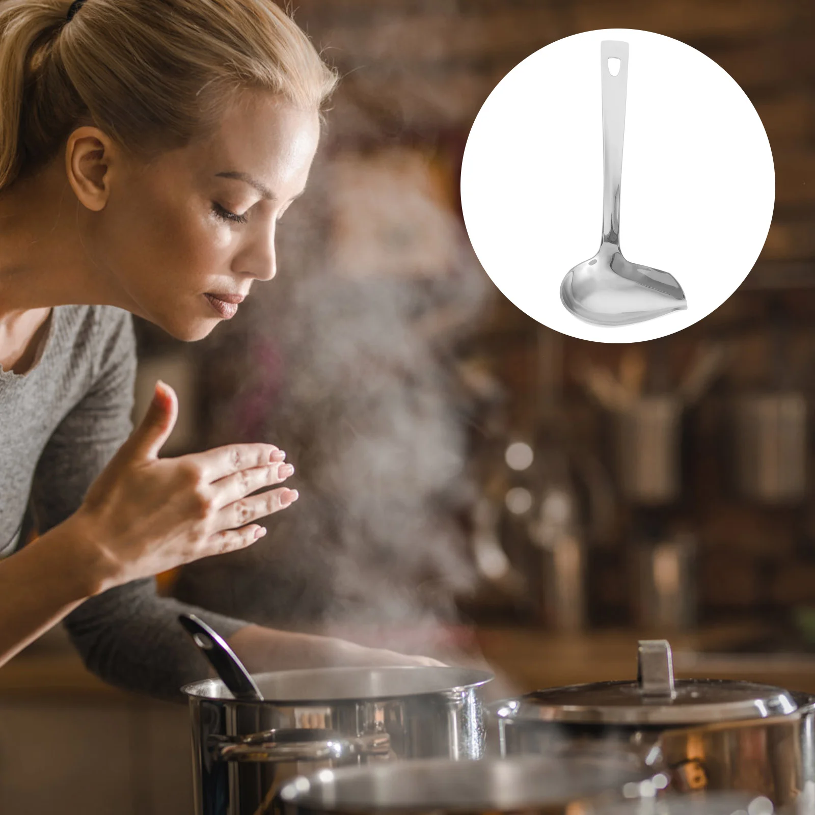 

Spoon Oil Ladle Soup Kitchen Utensil Spoons Handle Filter Straining Scoop Separator Chocolate Strainerseparated Steel Stainless