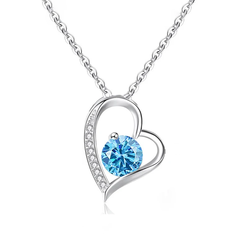 

Women Choker Chain Necklaces Luxury Purple Crystal Necklace Crystals Love Heart Pendant Jewelry Gift to Girl Friend Lover