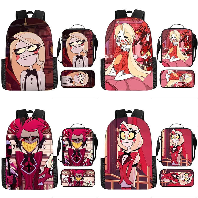 3 шт./компл. Hazbin Hotel мультфильм 3D печать рюкзаки чехол для ручек аниме студенческие
