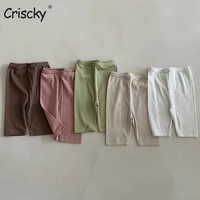 criscky baby girls leggings for kids slim cotton pants children summer skinny stretch pencil trousers student casual wear