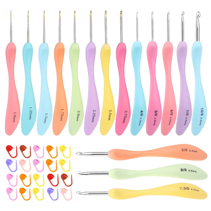 

RORGETO 8PCS/Set Soft Handle Crochet Hook Set Sweater Needle Knitting Tool Knitting Needle Sewing Accessories DIY Weaving Craft