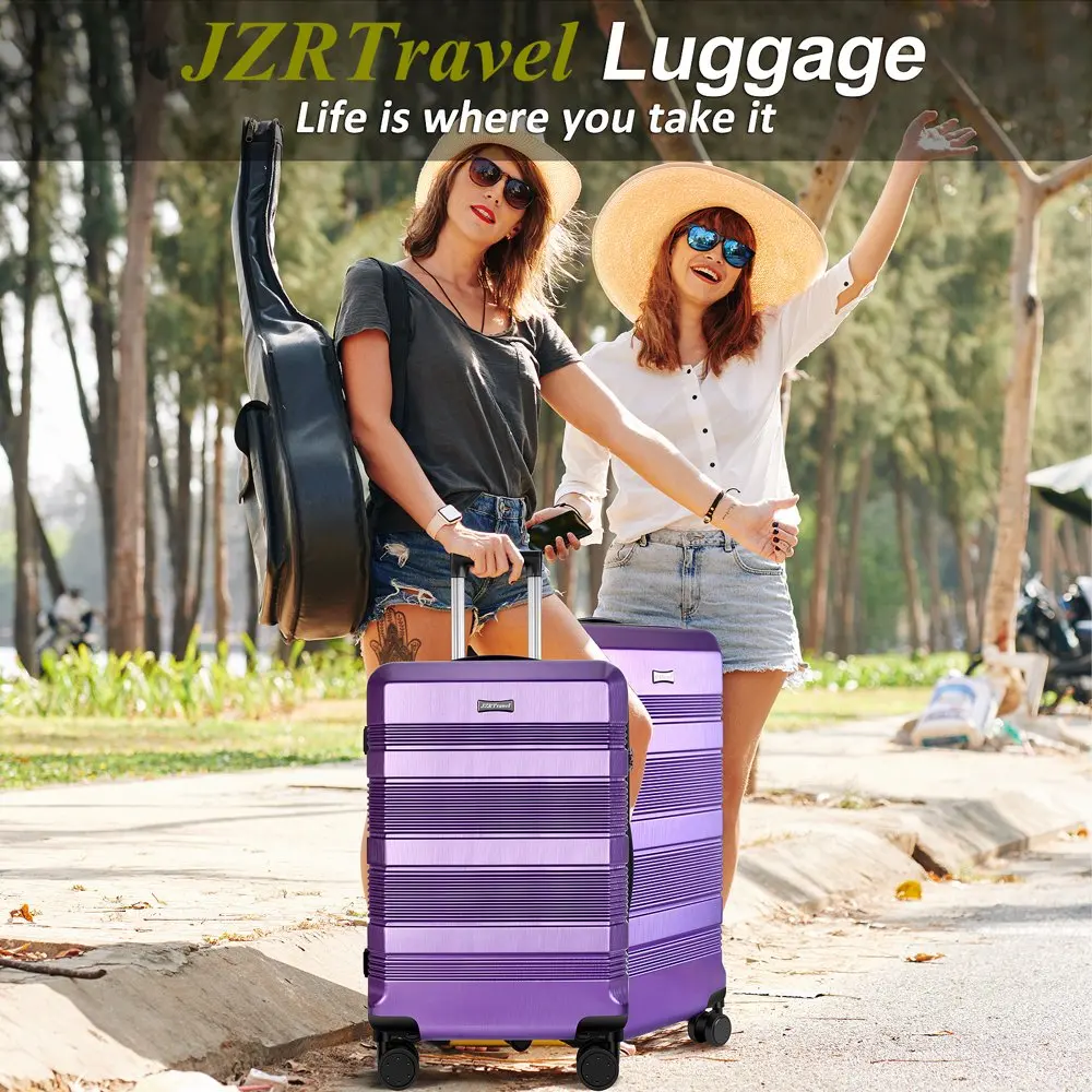Hardside Carry On Luggage, Suitcase with Spinner Wheels TSA Lock , Travel Rolling Luggage 20 Inch - Purple