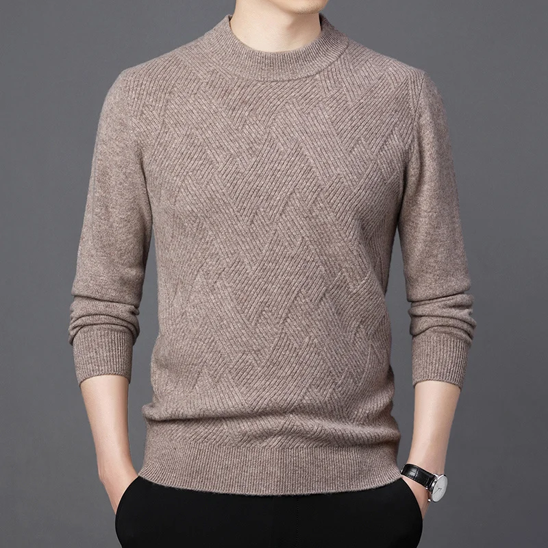 Men's Half Turtleneck Solid Color Sweater 100% Pure Wool 2022 Autumn/Winter New Pullover Sweater