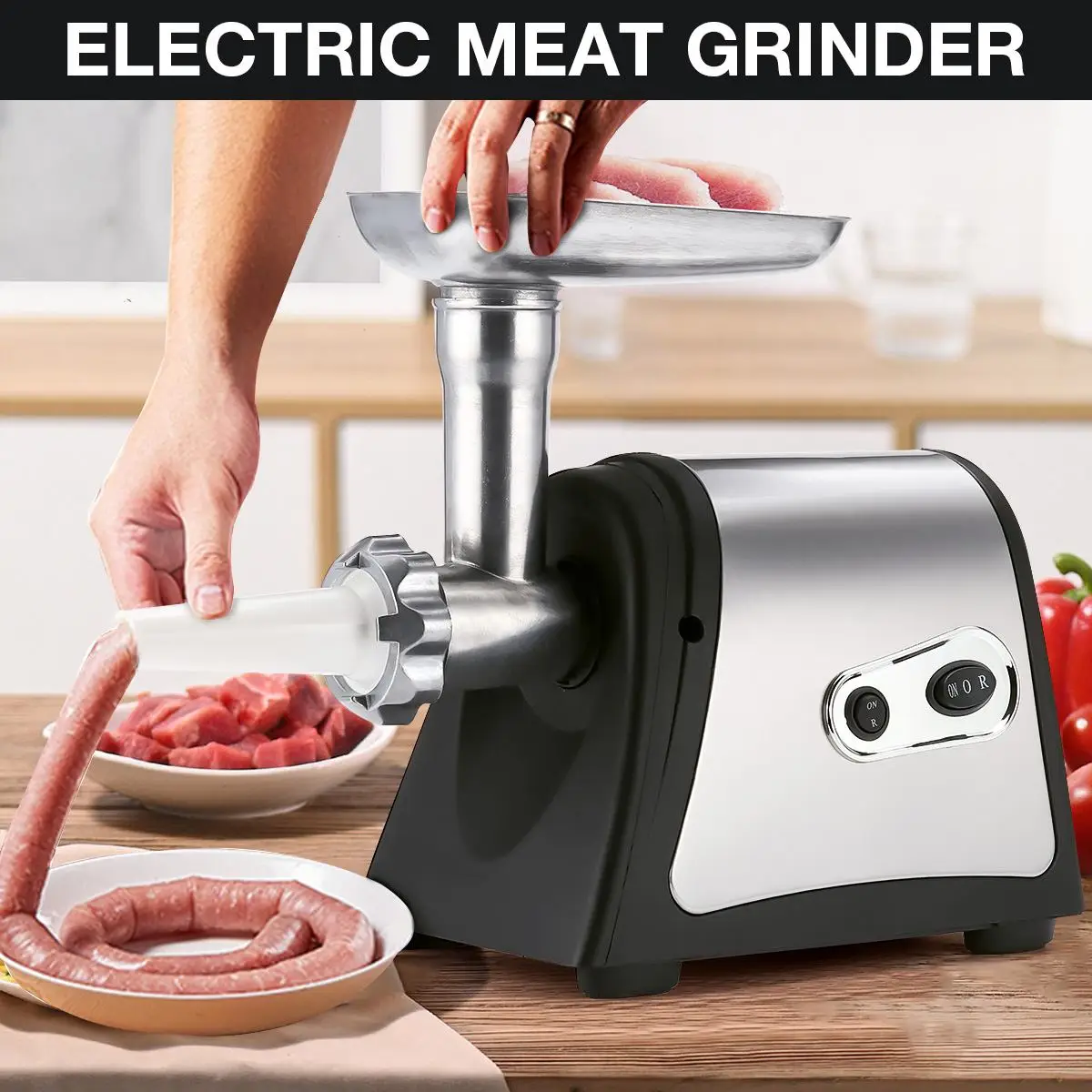 

Электрическая мясорубка, мощная кухонная мясорубка, 2400 Вт, Электрический измельчитель, шприц, Кухонный комбайн, электрическая мясорубка