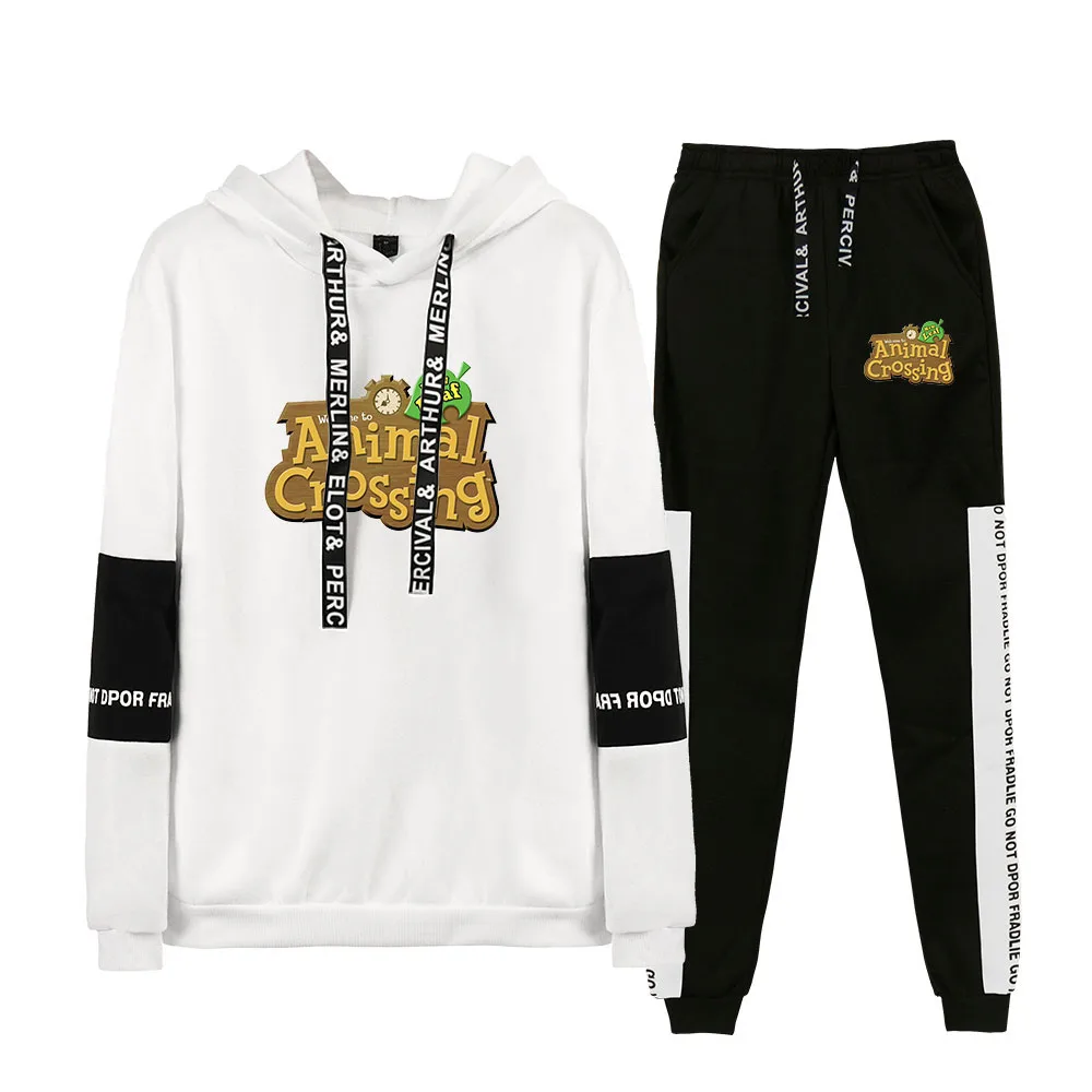 

Women/Men Long Sleeve Hoodies+Sweatpants 2020 New Arrival Harajuku Streetwear Clothes Animal Crossing Fashio Hot Sale