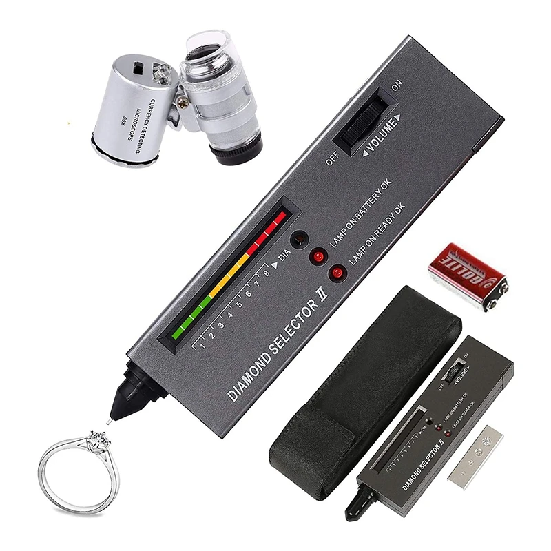

Diamond Tester Pen, High Accuracy Jewelry Diamond Tester+60X Mini LED Magnifying, Professional Diamond Selector
