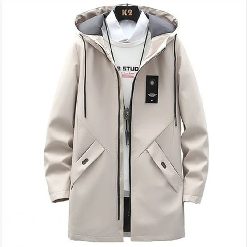 Осень-зима 2022 однотонная Повседневная ветровка на молнии с капюшоном и карманами