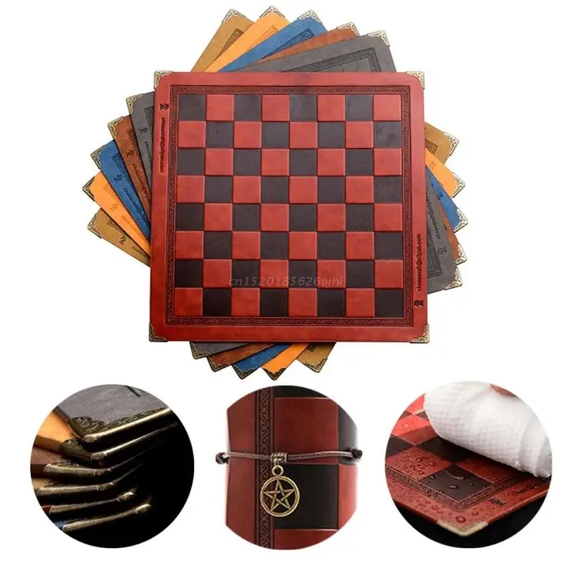 

PU Leather Tournament Roll Up Chess Board, Chess Rollable Chessboard, Lightweight & Non Slip Chess Mat for Kids Adults
