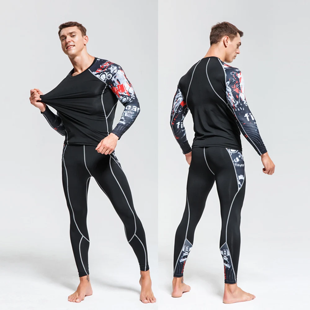 

Men's Thermal underwear Set MMA Tactics Fitness leggings base Compression Sports suit underwear Long Johns Men Clothing Brand