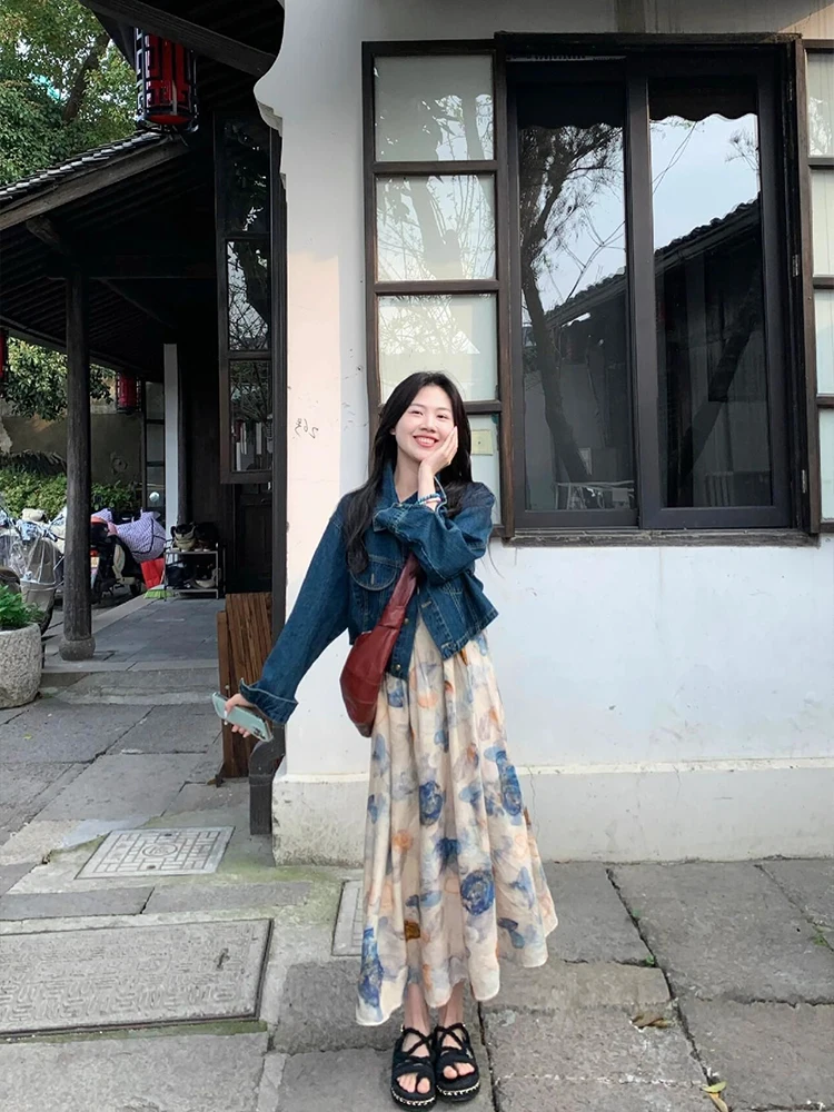 Женское платье-майка в стиле ретро с принтом виде чернил